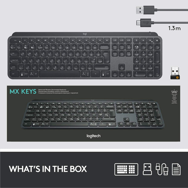 Logitech - MX Keys Advanced Wireless Illuminated Keyboard - Graphite